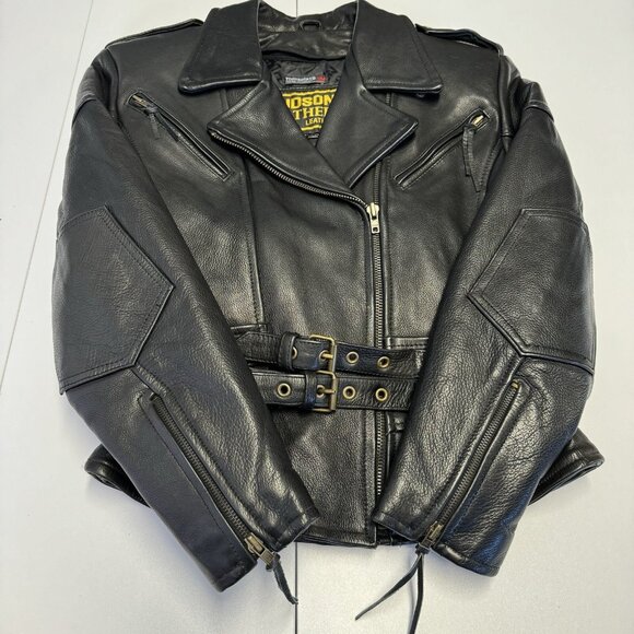 Vintage Hudson Leather Jacket Womens XS (RUNS BIG) 3M Thinsulate Biker Belted - Picture 5 of 16